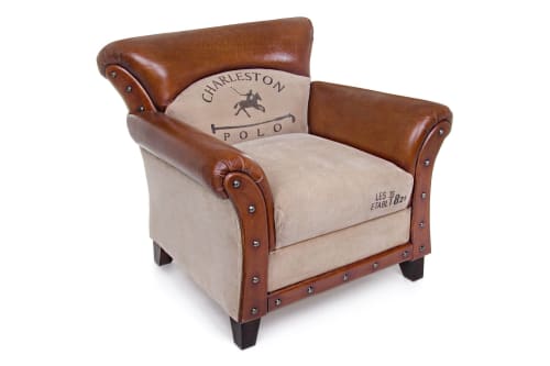 Canapés et fauteuils Fauteuils | Fauteuil en bois et cuir de buffle - ED76375