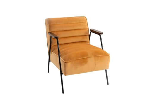 Canapés et fauteuils Fauteuils | Fauteuil relax en velours et métal noir - YX35195