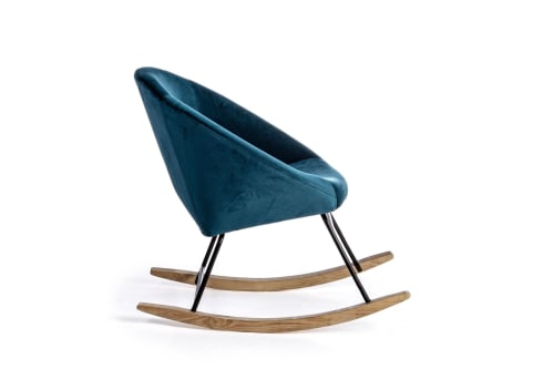 Canapés et fauteuils Fauteuils | Fauteuil à bascule en tissu et piétement bois - MB12299