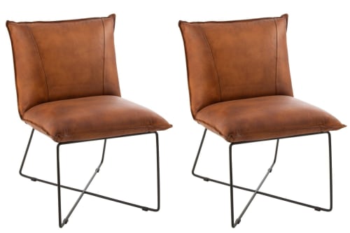 Canapés et fauteuils Fauteuils | Fauteuil lounge en simili et métal (lot de 2) - PT76104