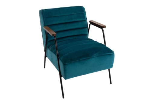 Canapés et fauteuils Fauteuils | Fauteuil relax en velours et métal noir - WD30349