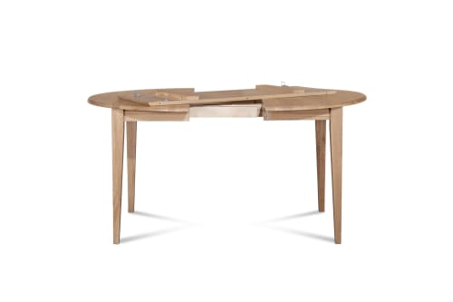 Meubles Tables à manger | Table ronde 6 pieds fuseau 115 cm + 3 rallonges bois - VI48918