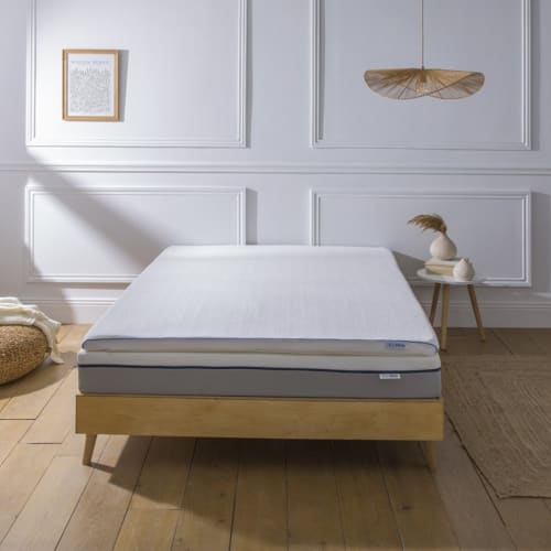 Surmatelas bambou ferme, 8cm, déhoussable - 90 x 190 cm Couleur blanc  Hypnia