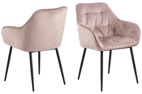 Canapés et fauteuils Fauteuils | Fauteuil de salle à manger en velours et métal (lot de 2) - XY75022