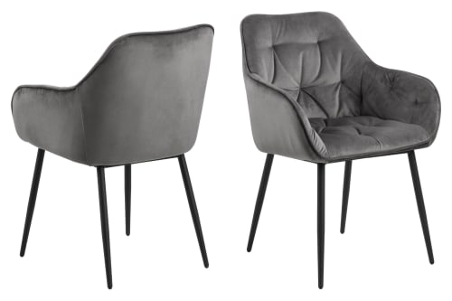 Canapés et fauteuils Fauteuils | Fauteuil de salle à manger en velours et métal (lot de 2) - HN17777