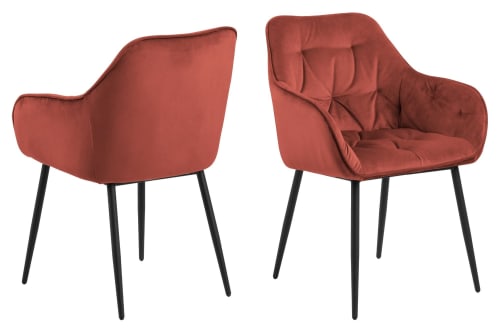 Canapés et fauteuils Fauteuils | Fauteuil de salle à manger en velours et métal (lot de 2) - JC21526