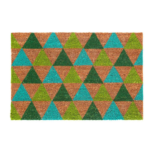 Linge de maison et tapis Paillassons | Paillasson coco triangles verts 60x40cm - HA35678