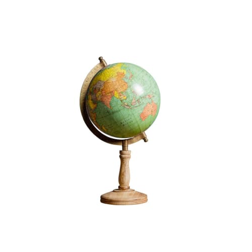 Déco Globes | Mappemonde multicolore sur pied bois clair - TK62723