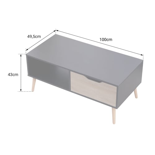 Meubles Tables basses | Table basse style scandinave noire avec tiroir - FE24384