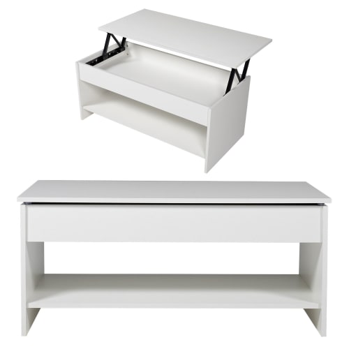 Meubles Tables basses | Table basse avec plateau relevable blanche - GZ15668