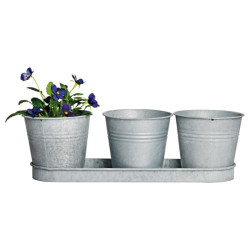 Déco Jarres et cache-pots | Set 3 pots de fleurs en zinc - AR21208