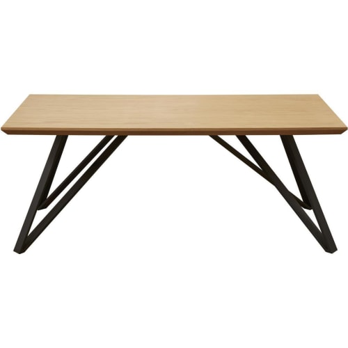Meubles Tables basses | Table basse plateau bois pieds métal noir 120x60cm - FQ14964