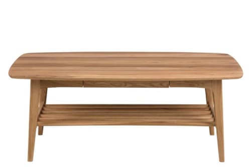 Meubles Tables basses | Table basse scandinave rectangulaire en bois massif avec rangement - JN33810