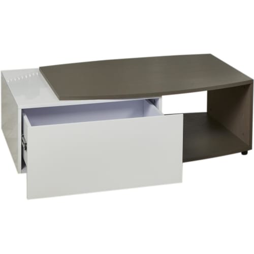 Meubles Tables basses | Table basse blanc et marron plateau bois 120x60cm - TD95852
