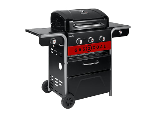 Jardin Barbecues et planchas | Pack barbecue hybride en acier émaillé noir avec plancha - BN20288
