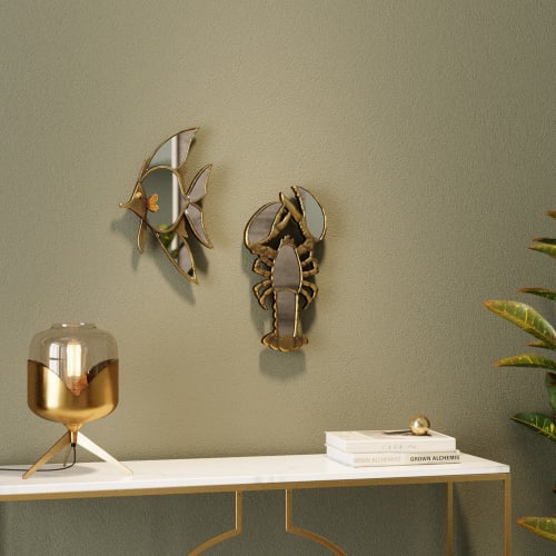 Déco murale homard doré en verre miroir 47x26 Langosta mirror | Maisons ...