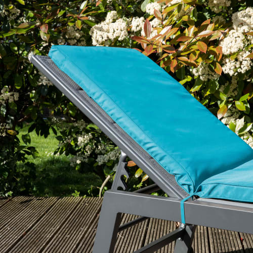 Jardin Matelas pour bain de soleil | Lot de 2 coussins bain de soleil polyester bleu 186x53x5 cm - RI52744
