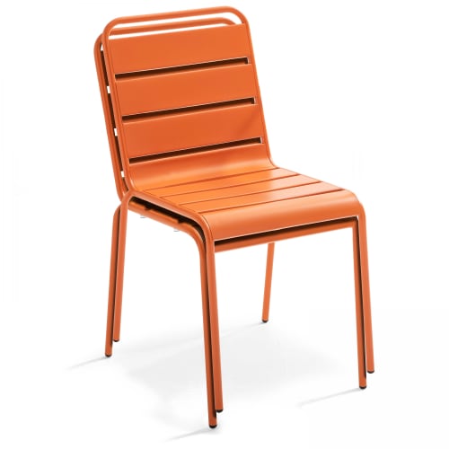 Jardin Ensemble table et chaises de jardin | Table de jardin carrée et 2 chaises acier orange - BG64118