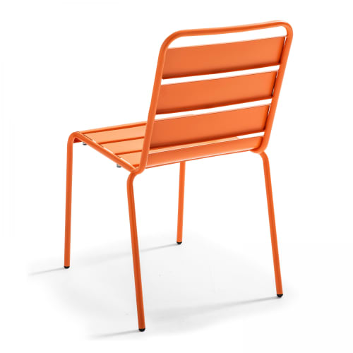 Jardin Ensemble table et chaises de jardin | Table de jardin carrée et 2 chaises acier orange - BG64118