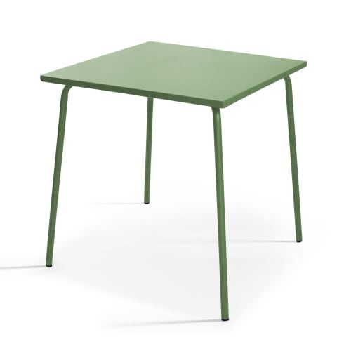 Jardin Tables de jardin | Table carrée bistro en acier vert cactus - HZ51354