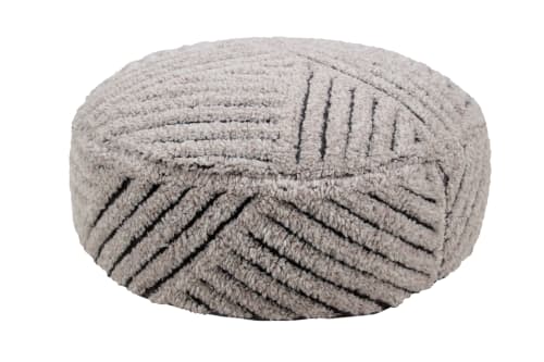 Canapés et fauteuils Poufs | Pouf laine texturé gris foncé D70cm - NE70612
