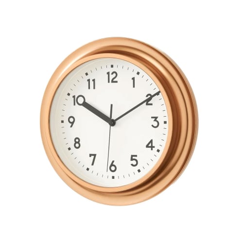 Déco Horloges murales et horloges à poser | Horloge murale ronde plastique couleur cuivre D25,5cm - LH72616