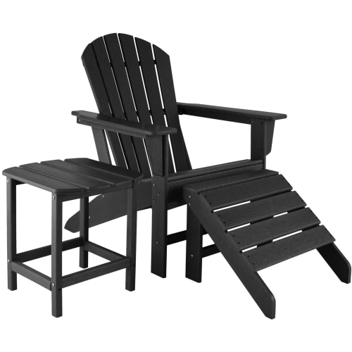 Jardin Ensemble table et chaises de jardin | Chaise de jardin avec repose-pieds et table noir - FW78532