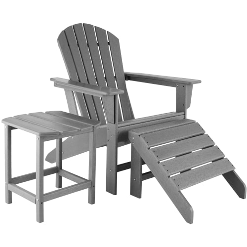 Jardin Ensemble table et chaises de jardin | Chaise de jardin avec repose-pieds et table gris - WT30283
