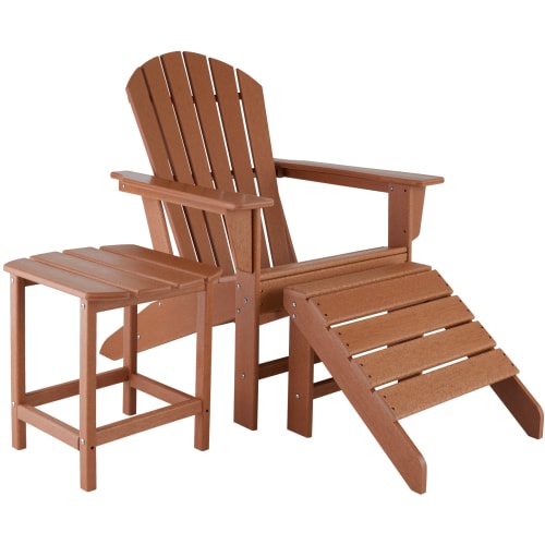 Jardin Ensemble table et chaises de jardin | Chaise de jardin avec repose-pieds et table marron - LL42078