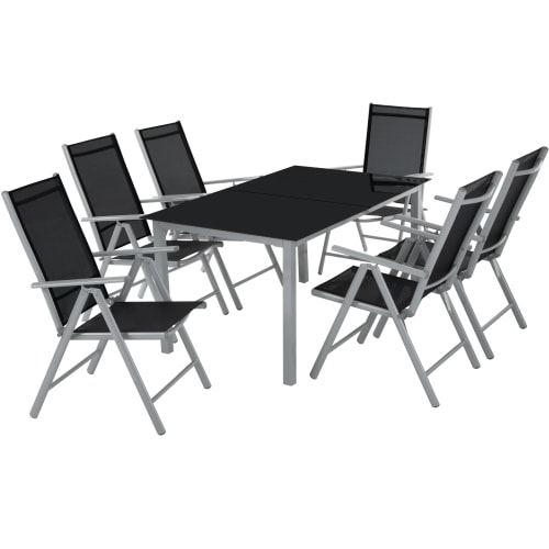 Jardin Ensemble table et chaises de jardin | Salon de jardin aluminium 6 places gris clair - GK17504