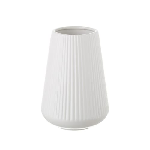 Déco Vases | Vase design en céramique blanc 15x15x20,3cm - ZV70307