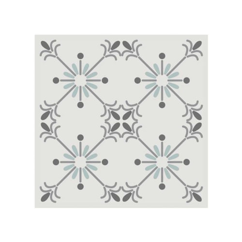 Déco Stickers muraux | 6 stickers à carreaux de ciment blanc gris et bleu 15x15cm - LI53461