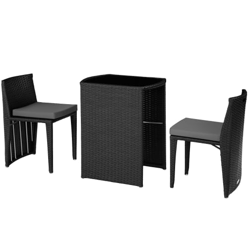 Jardin Ensemble table et chaises de jardin | Salon de jardin HAMBOURG 2 places noir - DA39786