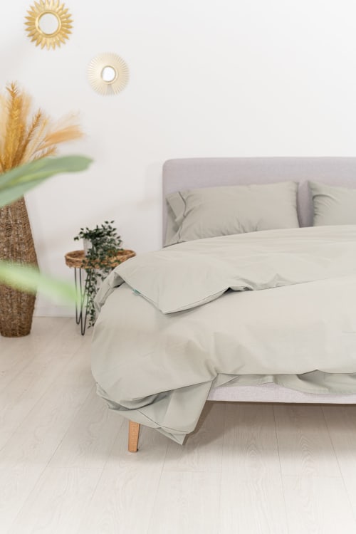 COTTON ARTean - Funda nórdica orio gris 100% algodón orgánico gris cama 135