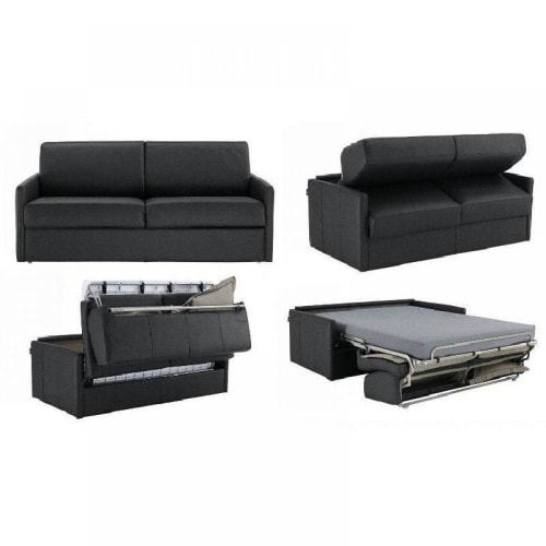 Canapés et fauteuils Canapés convertibles | Canapé lit express 3 places en simili noir matelas memory 16cm - BW62966