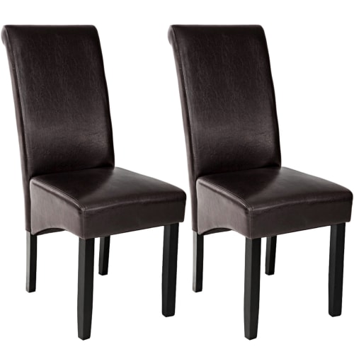 Meubles Chaises | Lot de 2 chaises aspect cuir cappuccino - UE73518
