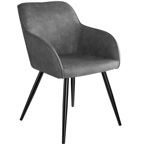 Meubles Chaises | Chaise Marilyn tissu  gris/noir - GP88801