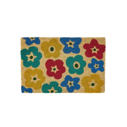 Linge de maison et tapis Paillassons | Paillasson coco multicolore fleurs 60x40x1,5cm - NP39704