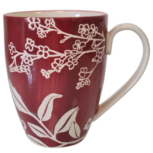 Art de la table Bols, tasses et mugs | Tasse en grès rouge ginkgo et tournesol - JA26039