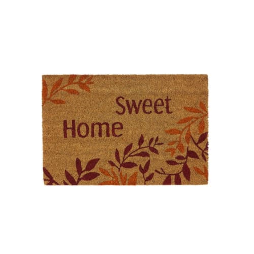 Linge de maison et tapis Paillassons | Paillasson coco feuilles sweet home 60x40x1,5cm - HH09891