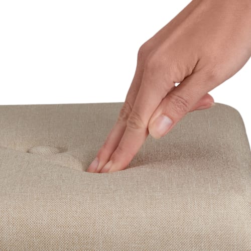 Pouf contenitore quadrato effetto lino sabbia 35L