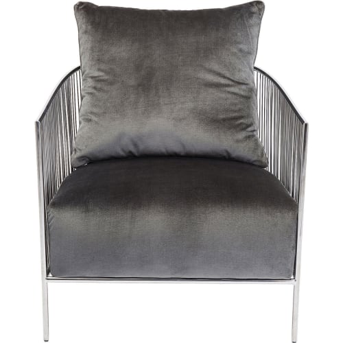Canapés et fauteuils Fauteuils | Fauteuil en velours gris et acier inoxydable - PS14275