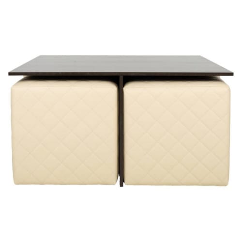 Muebles Mesas auxiliares | Mesa y 4 taburetes tapizados marrón - LQ67616