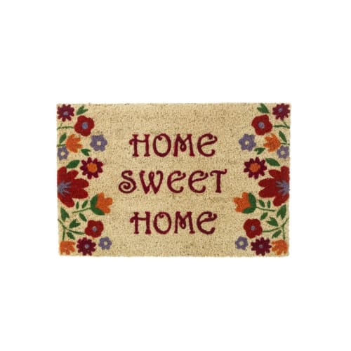 Linge de maison et tapis Paillassons | Paillasson coco fleurs multicolores home sweet home 60x40x1,5cm - KR96563