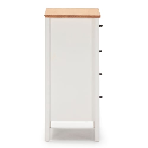 Cassettiera 4 cassetti, legno massello, bianco, 46 ​​cm larghezza LUCA