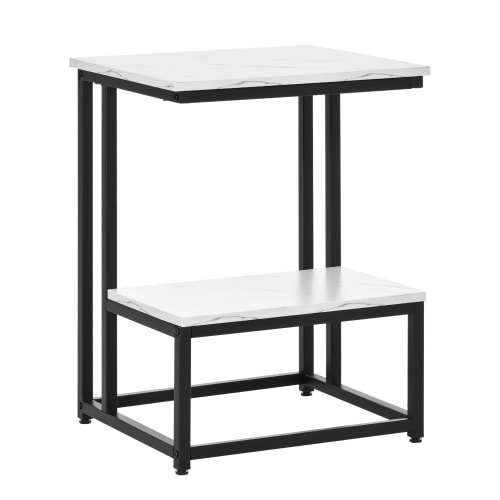 Muebles Mesas auxiliares | Mesa auxiliar melamina de madera, acero blanco y negro 45x40x61.5 cm - IL75847