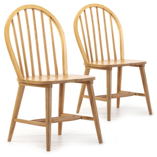 Meubles Chaises | Pack 2 chaises couleur chêne, bois massif, 48 cm x 48 cm x 92 cm - HL56937