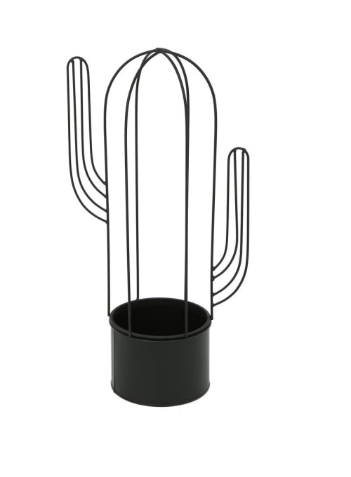 Jardin Pots, cache-pots et jardinières d'extérieur | Cache pot en métal cactus H. 44 cm noir - HW20643