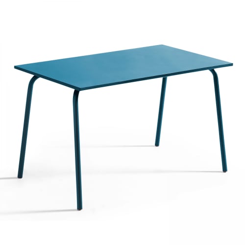 Meubles Tables à manger | Table rectangle acier bleu pacific - IZ35949