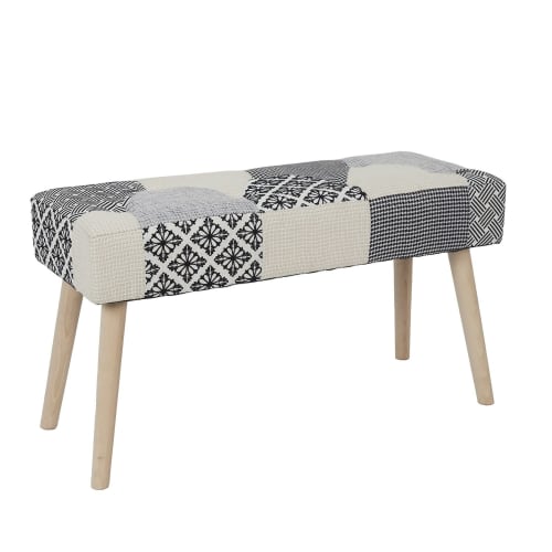 Canapés et fauteuils Banquettes | Banc patchwork sur pieds gris et beige - SR57375